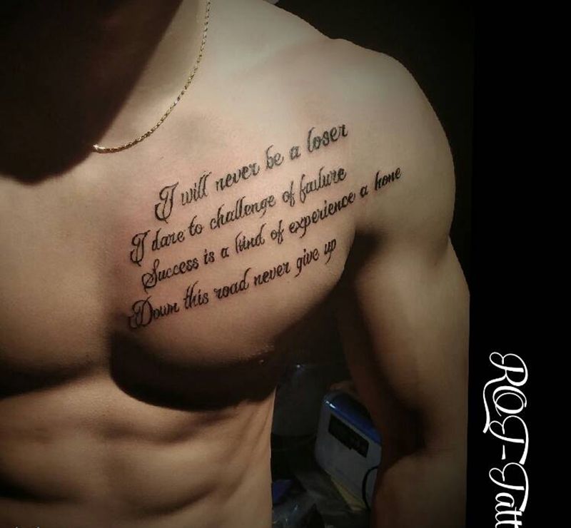 信念在身纹身图片_胸部欧美字符原创花体字成品纹身图案