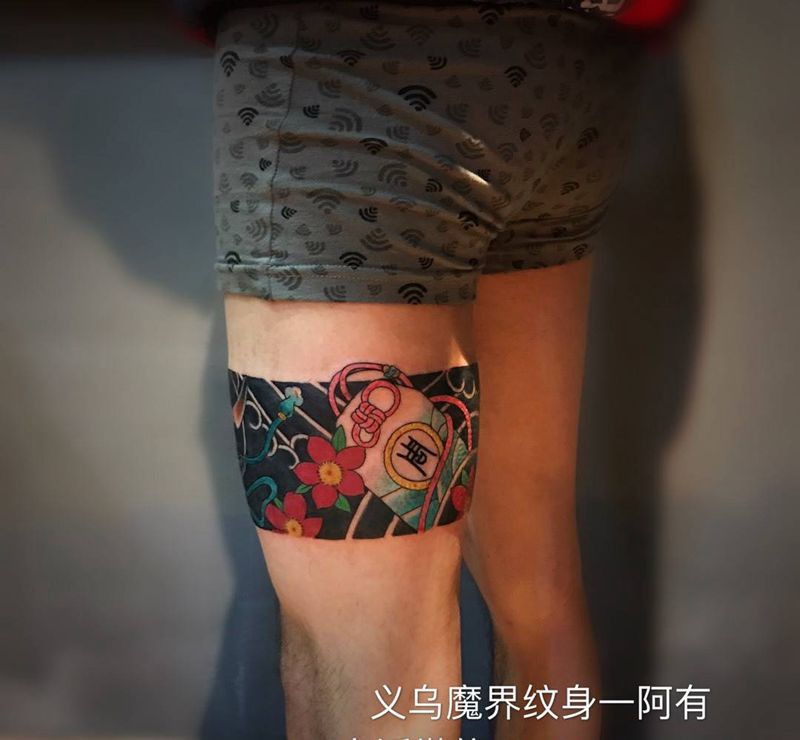 腿环纹身图片_腿部脚部老传统新传统纹身图案