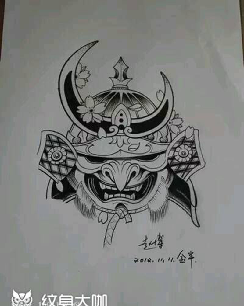 日本武士纹身手稿纹身图片