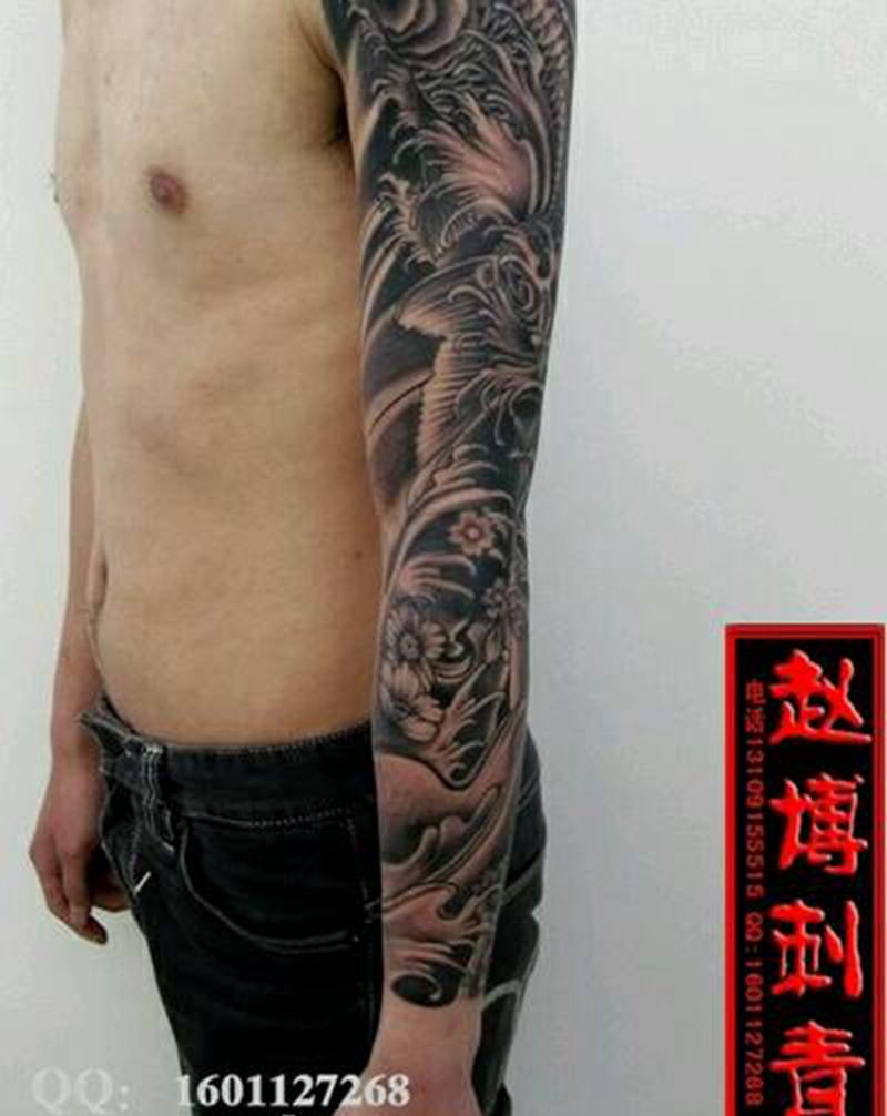 浪花花臂纹身纹身图片