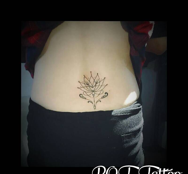 线纹身图片_腰部清新几何植物图腾原创成品纹身图案