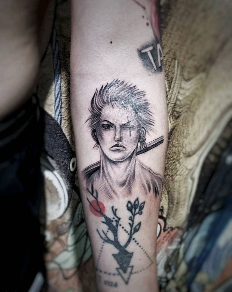 索隆纹身图片_手臂欧美写实纹身图案