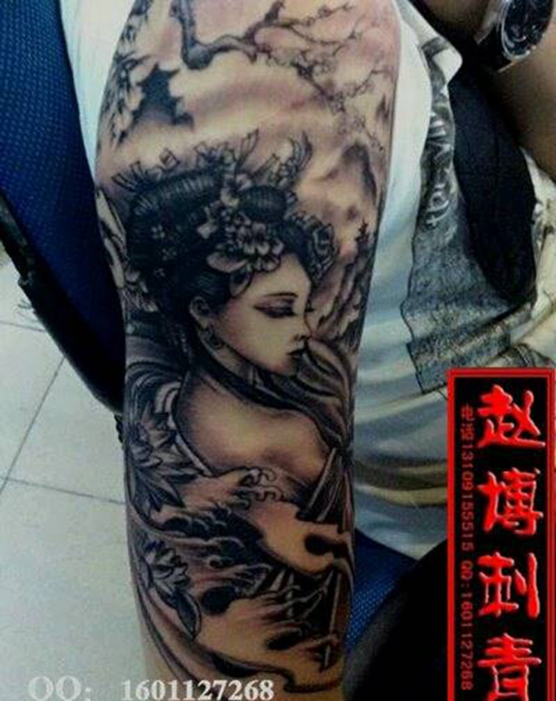 江山美人花臂纹身纹身图片