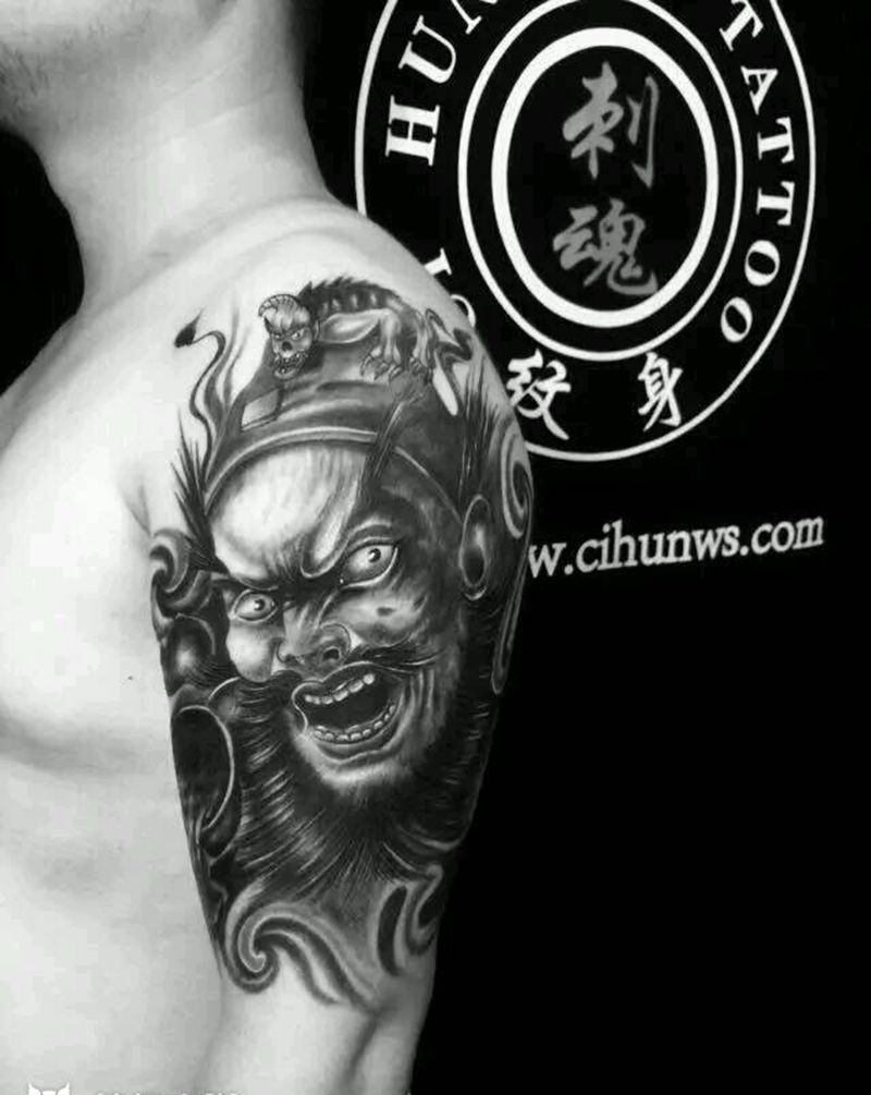 钟馗纹身纹身图片_手臂传统肖像人物鬼神纹身图案