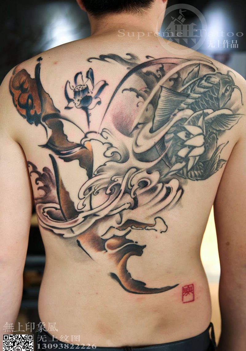 添加佛纹身图片_成品背部传统清新肖像鬼神宗教原创纹身图案
