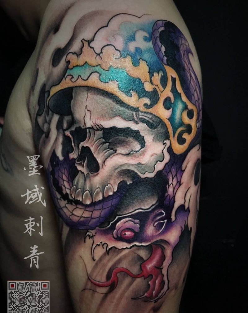 骷髅纹身图片_手臂腿部新传统欧美写实纹身图案