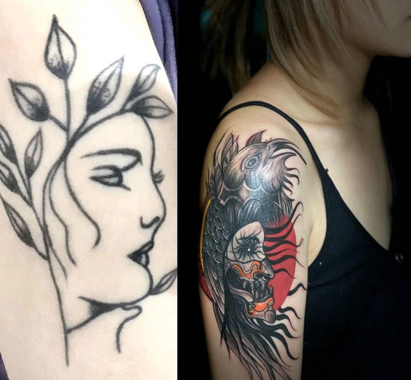 般若女子纹身图片_手臂New School纹身图案