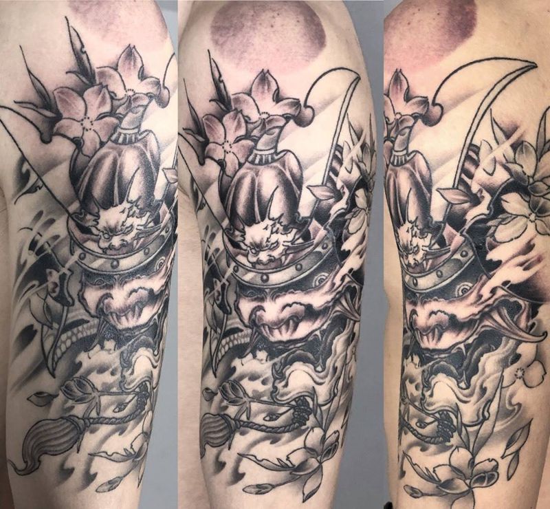 鬼武士纹身图片