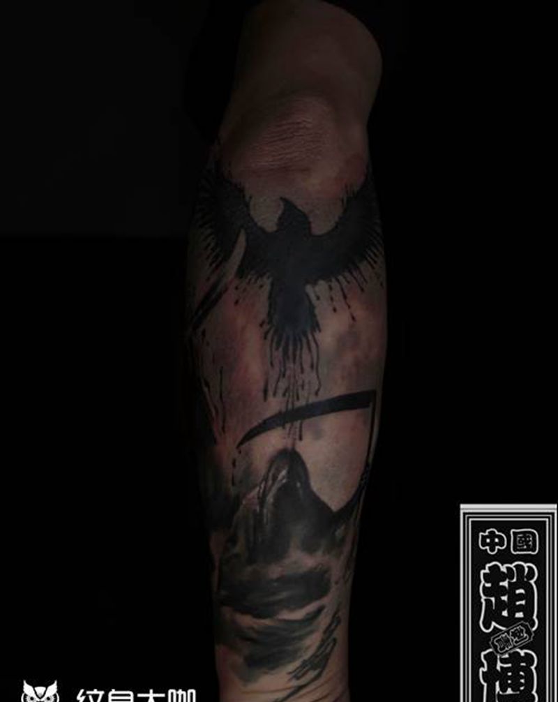 包小臂遮盖纹身图片_手臂欧美写实幽灵纹身图案
