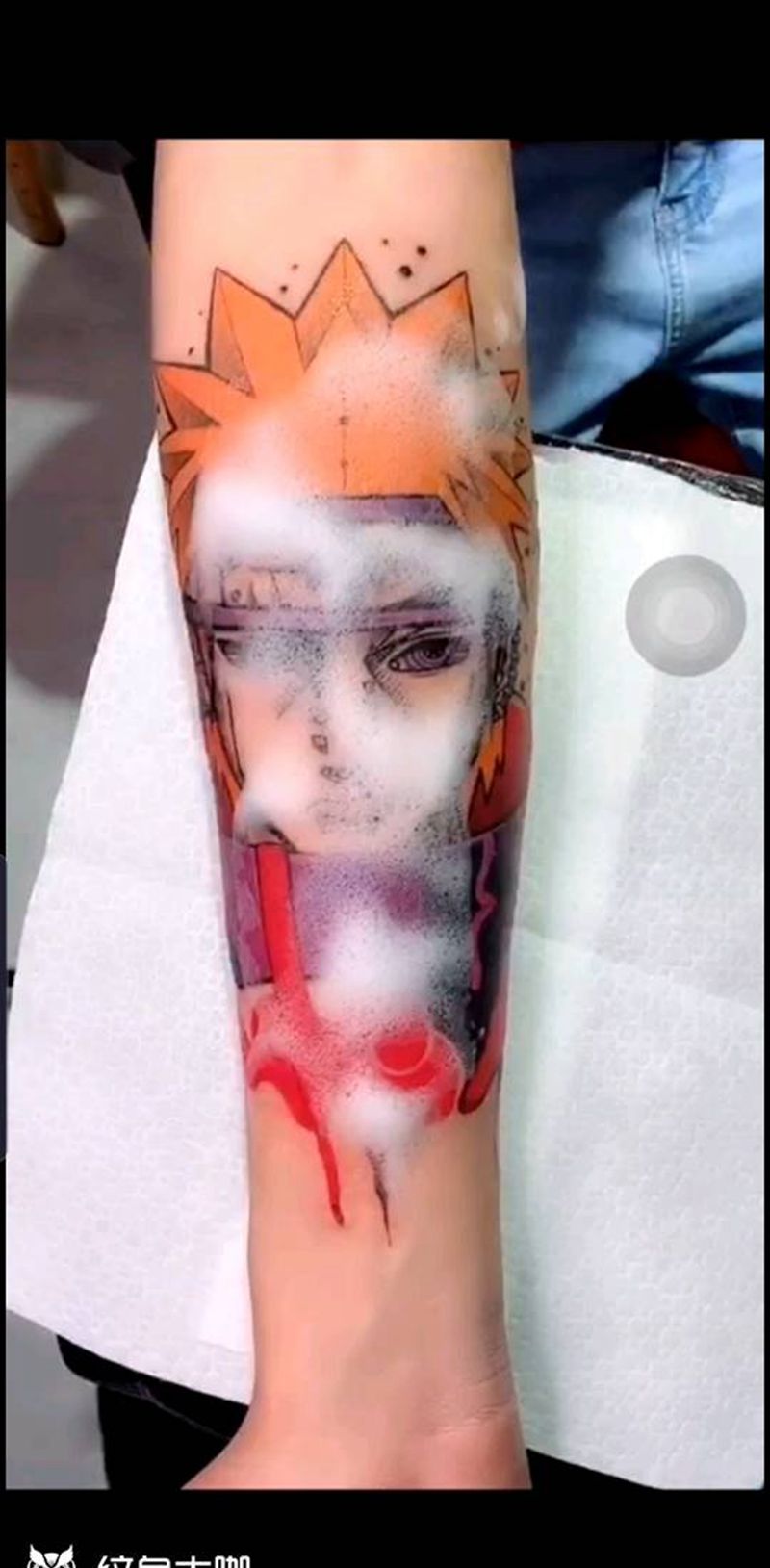 佩恩纹身图片_手臂水彩纹身图案