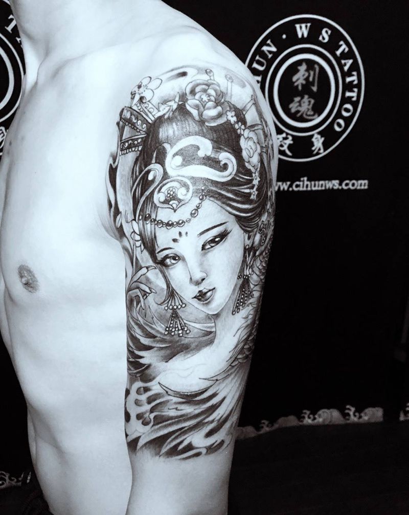 凤凰艺妓纹身图片