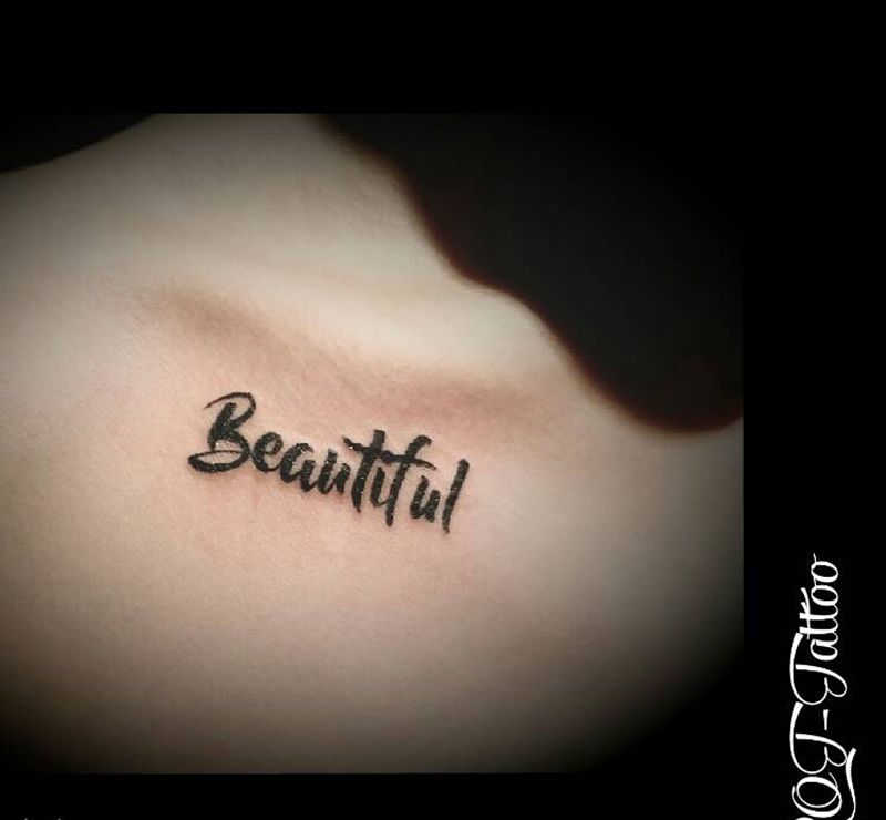 单词纹身图片_胸部清新字符原创成品纹身图案