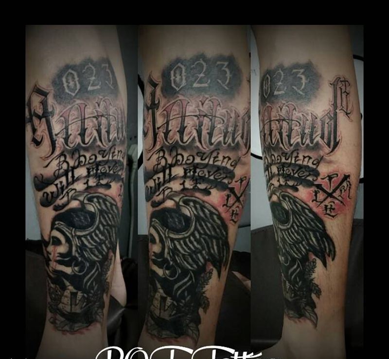 奇卡诺纹身图片_腿部欧美字符原创奇卡诺花体字成品纹身图案