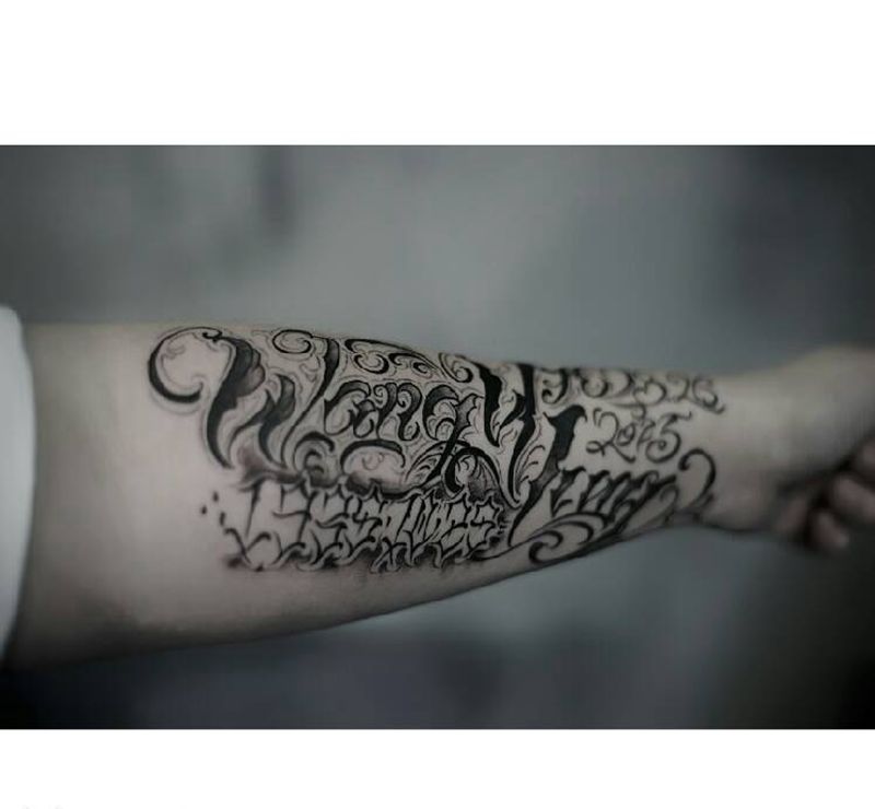 奇卡诺花体字纹身图片_手臂欧美字符原创奇卡诺花体字成品纹身图案