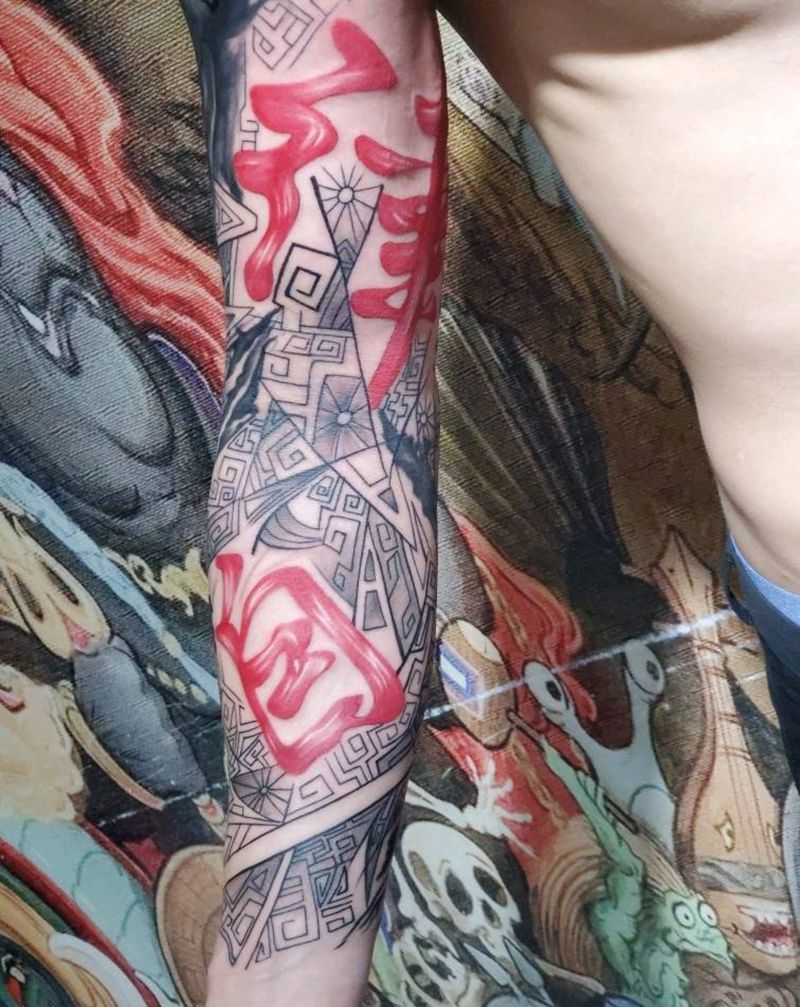 几何纹身图片_手臂几何纹身图案