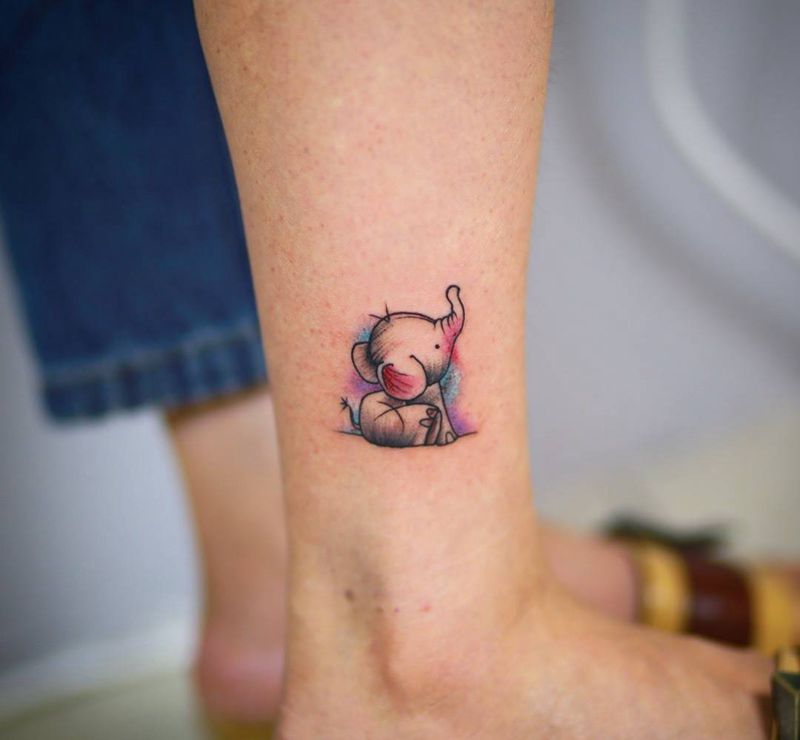 泼墨小象纹身图片