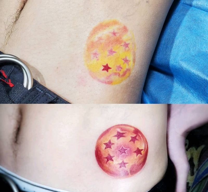 龙珠纹身图片_腹部New School纹身图案