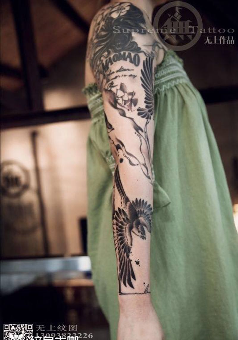 添加作品纹身图片_成品手臂传统动物原创纹身图案