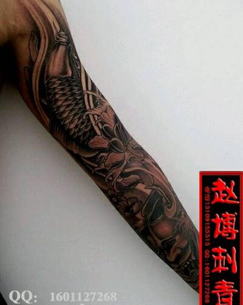 鲤鱼般若花臂纹身纹身图片