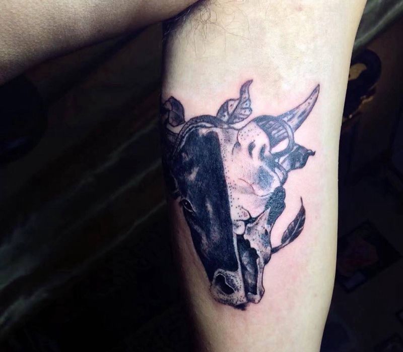 牛头纹身图片