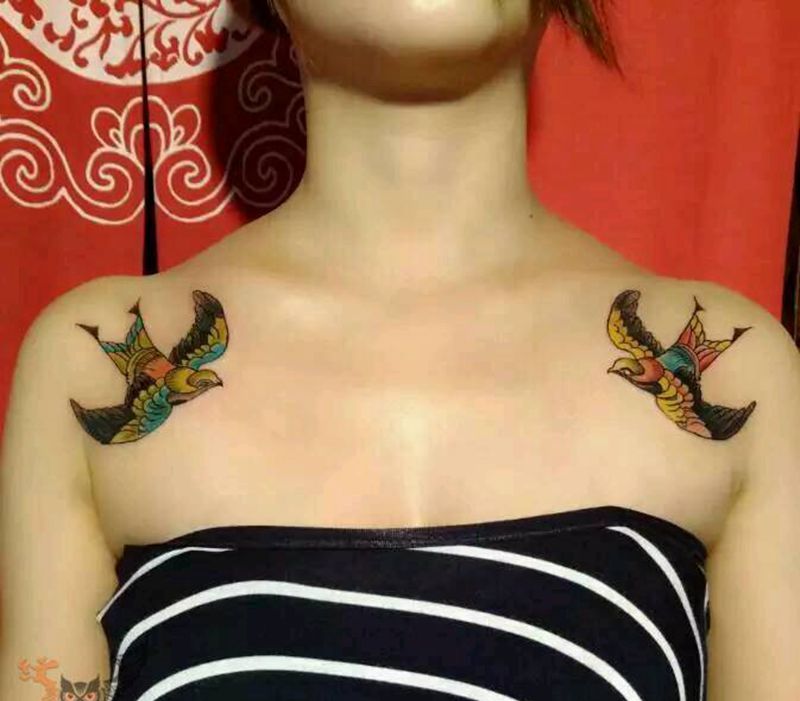 school 对燕纹身图片