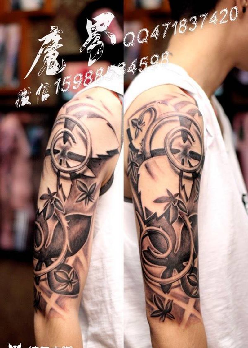 藤蔓纹身图片_成品手臂欧美植物原创写实清新手部纹身图案