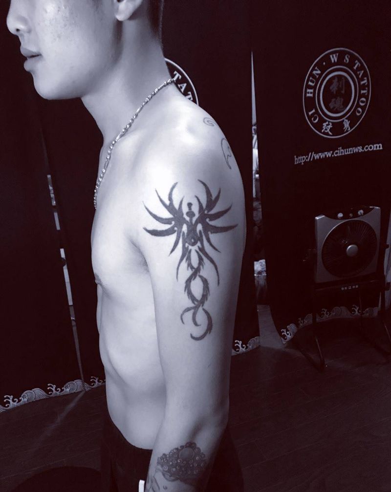 遮盖失败纹身添加花臂纹身图片