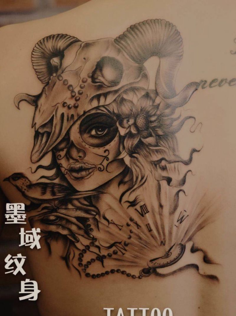 欧美纹身图片_欧美人物背部成品纹身图案