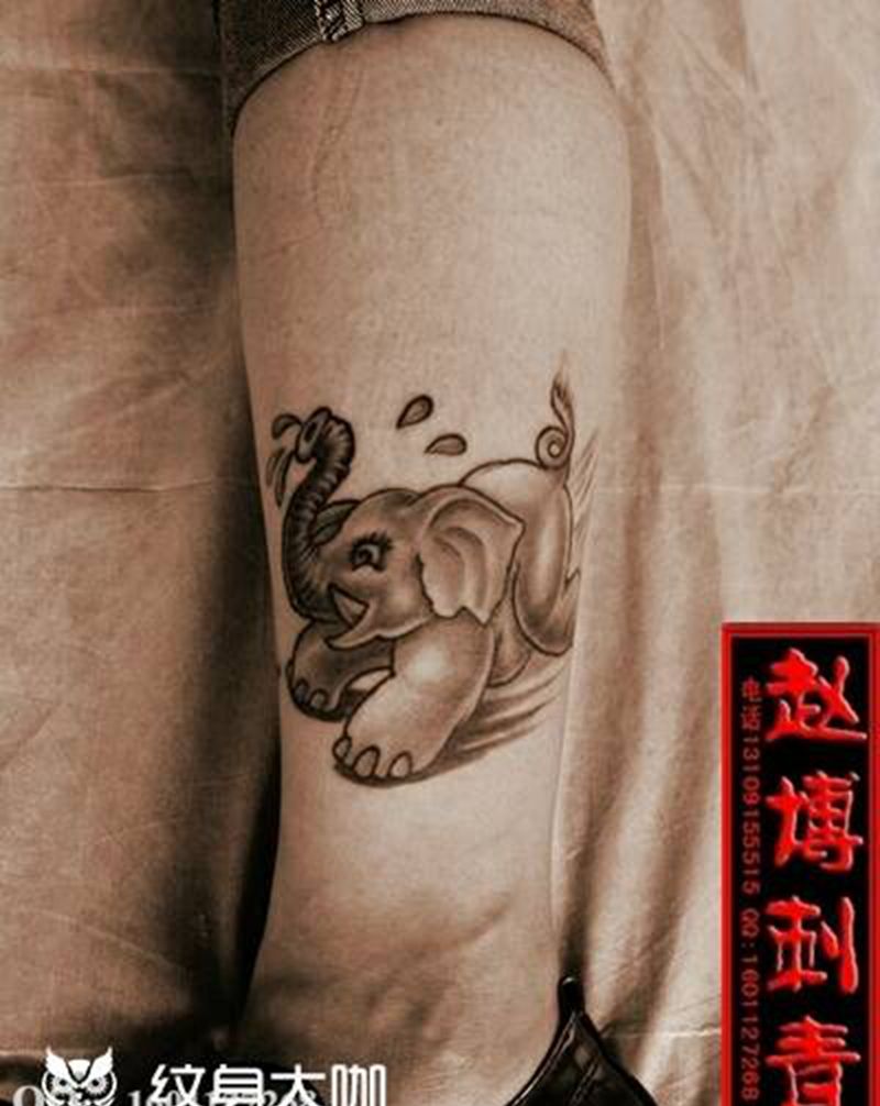 奔跑小象纹身纹身图片