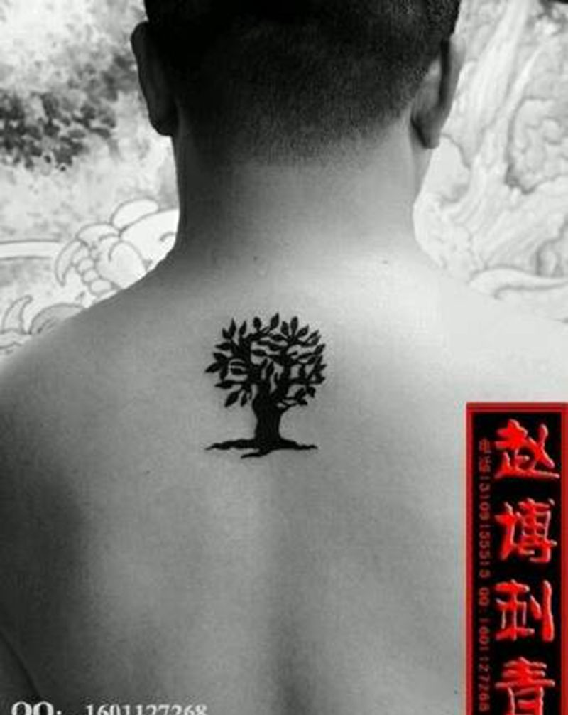 大树纹身纹身图片_背部清新图腾成品纹身图案