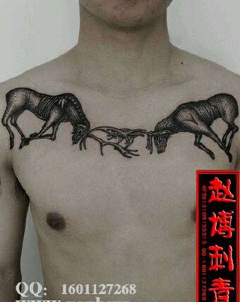 欧美对鹿纹身纹身图片