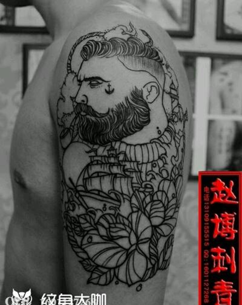 欧美花臂纹身纹身图片_手臂欧美人物成品纹身图案