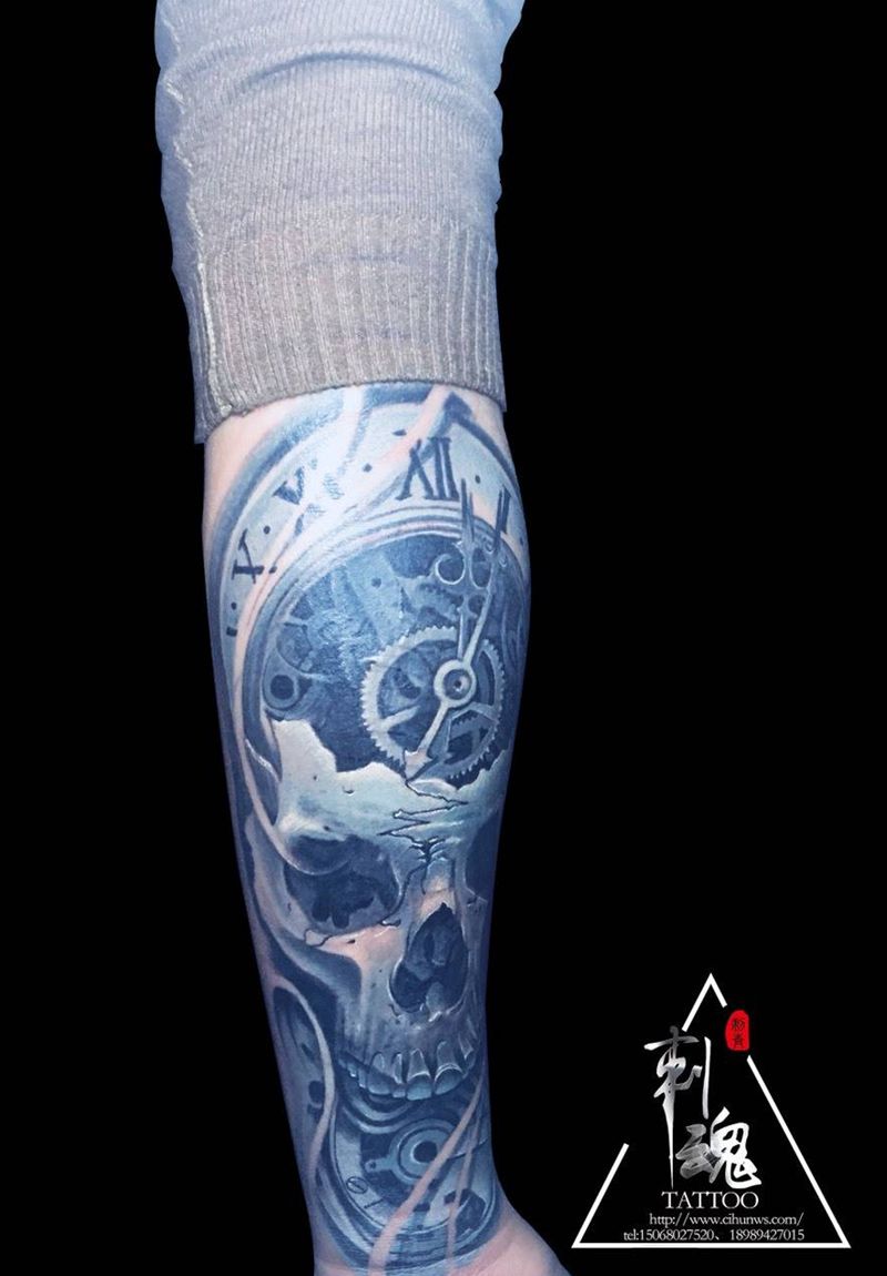 遮盖纹身纹身图片_成品手臂欧美鬼神纹身图案
