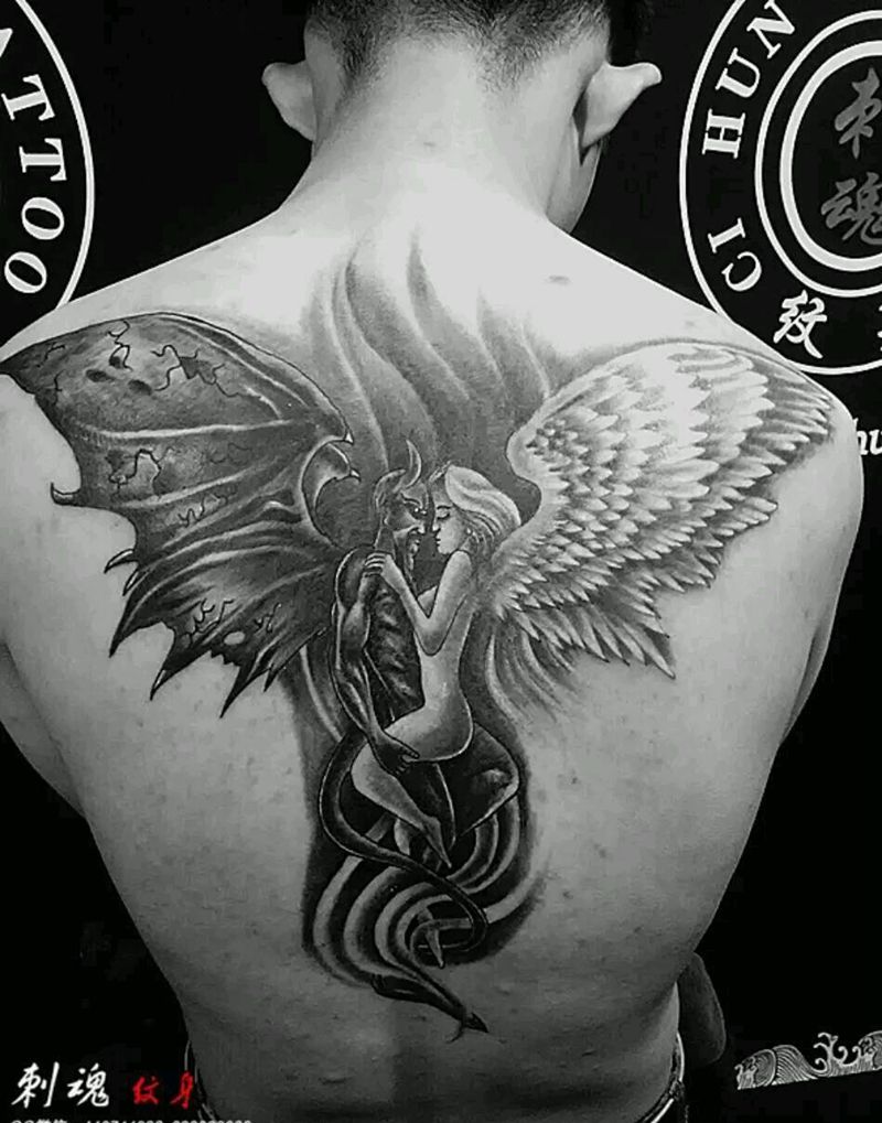 恶魔与天使纹身图片