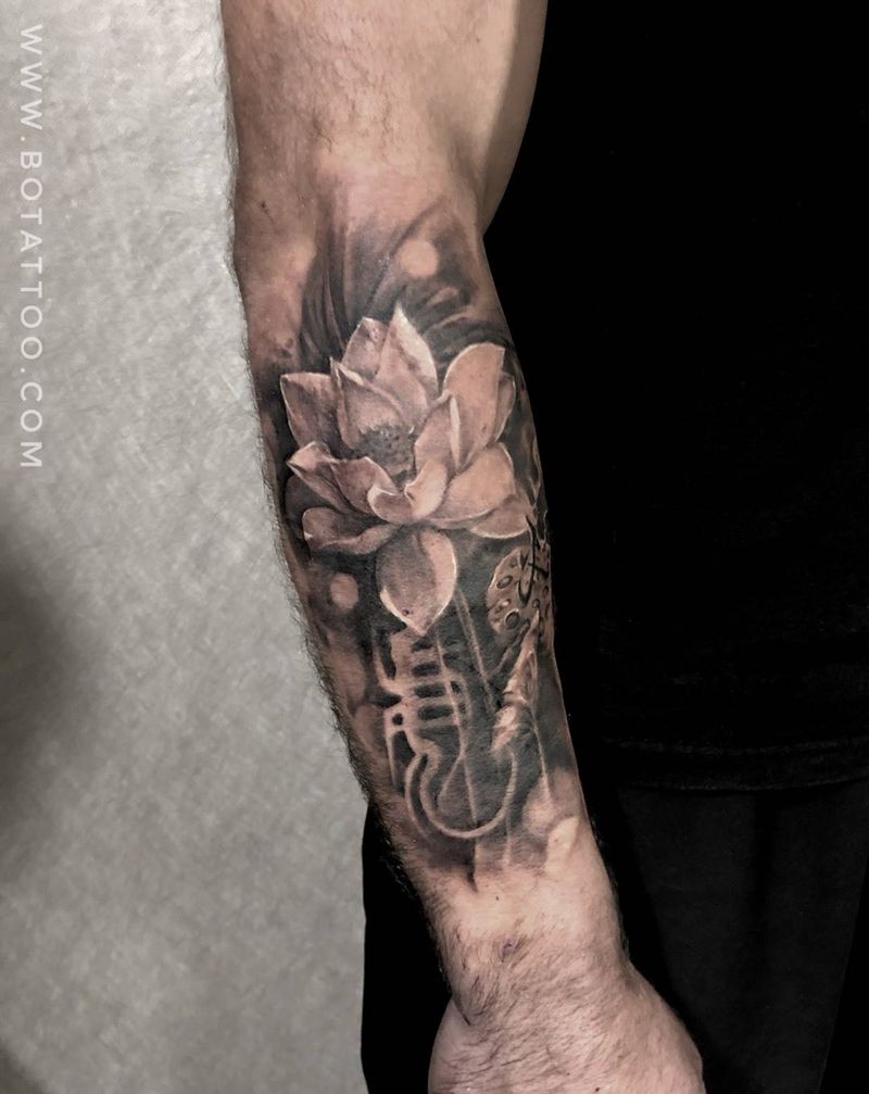 莲花字纹身图片