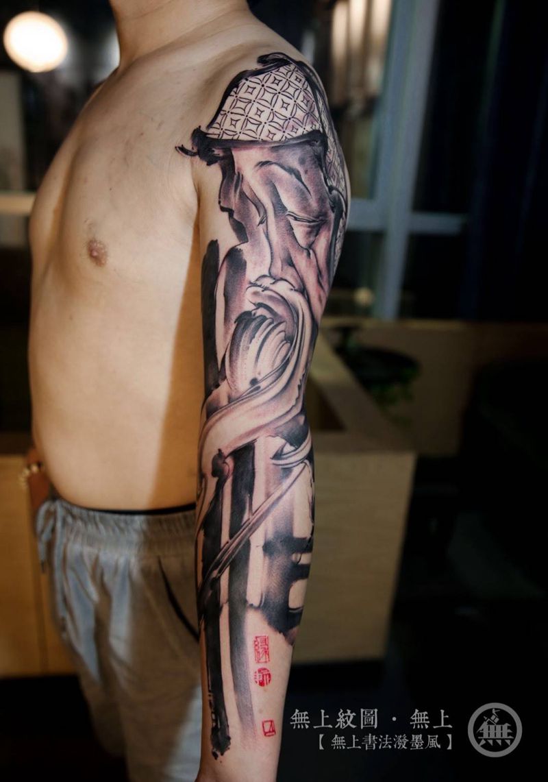 惜缘纹身图片_成品手臂传统肖像清新人物原创字符无上纹图招生纹身图案