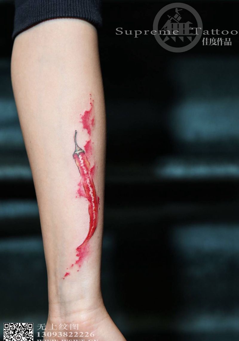 爆浆小辣椒纹身图片_成品手臂欧美清新植物原创无上纹图纹身图案