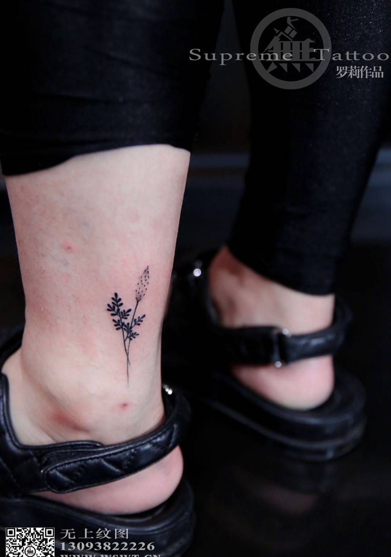 小纹身纹身图片_成品腿部欧美清新植物静物图腾无上纹图生活纹身图案