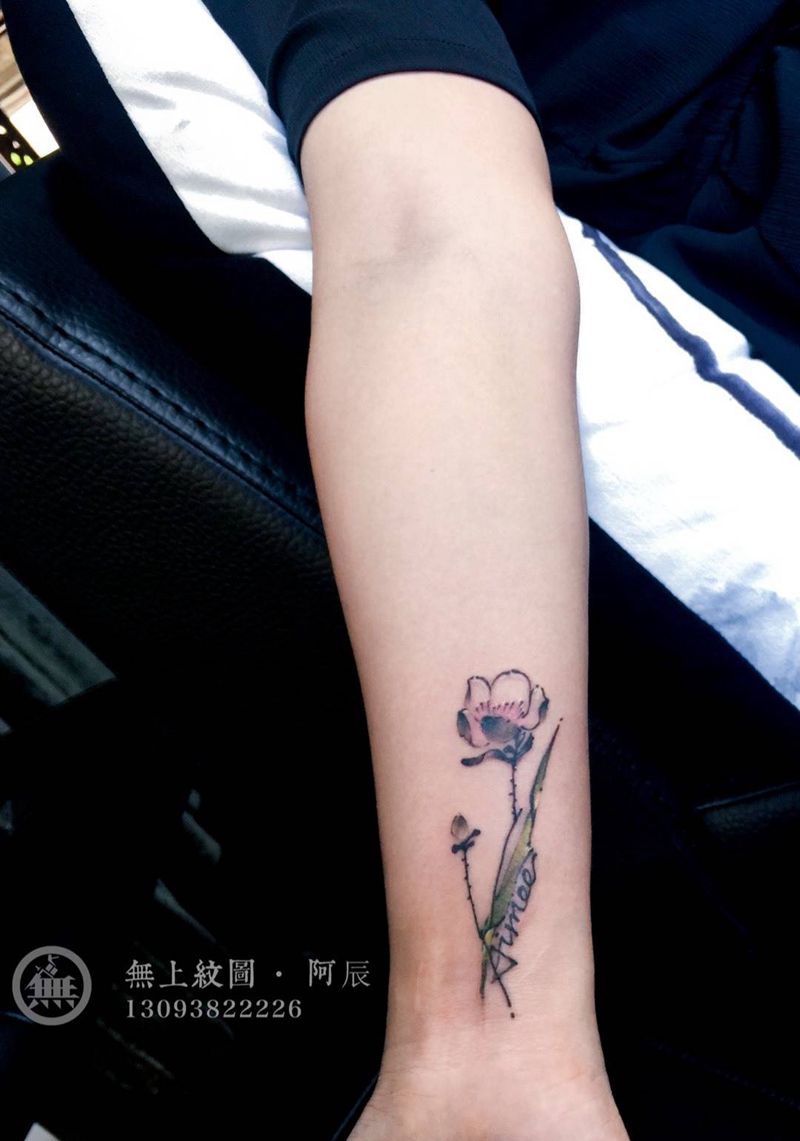 小花纹身图片_成品手臂欧美清新植物图腾无上纹图招生静物纹身图案