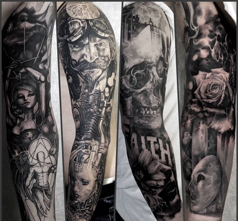 花臂纹身图片_手臂欧美写实Old School纹身图案