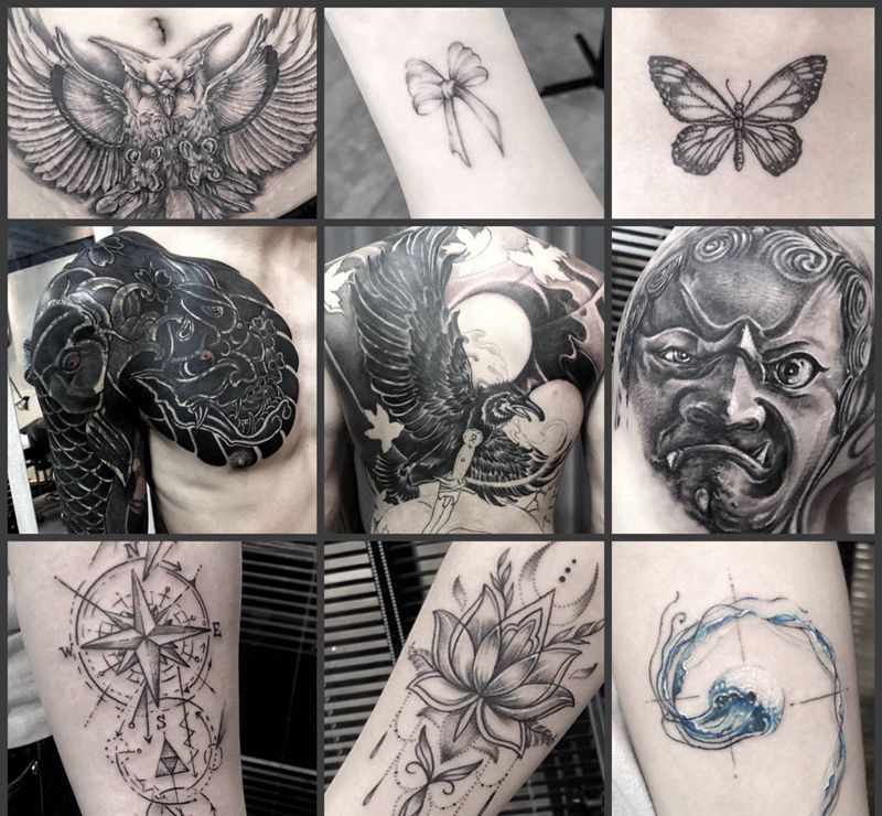 近期纹身图片_手臂脚部点刺欧美写实纹身图案