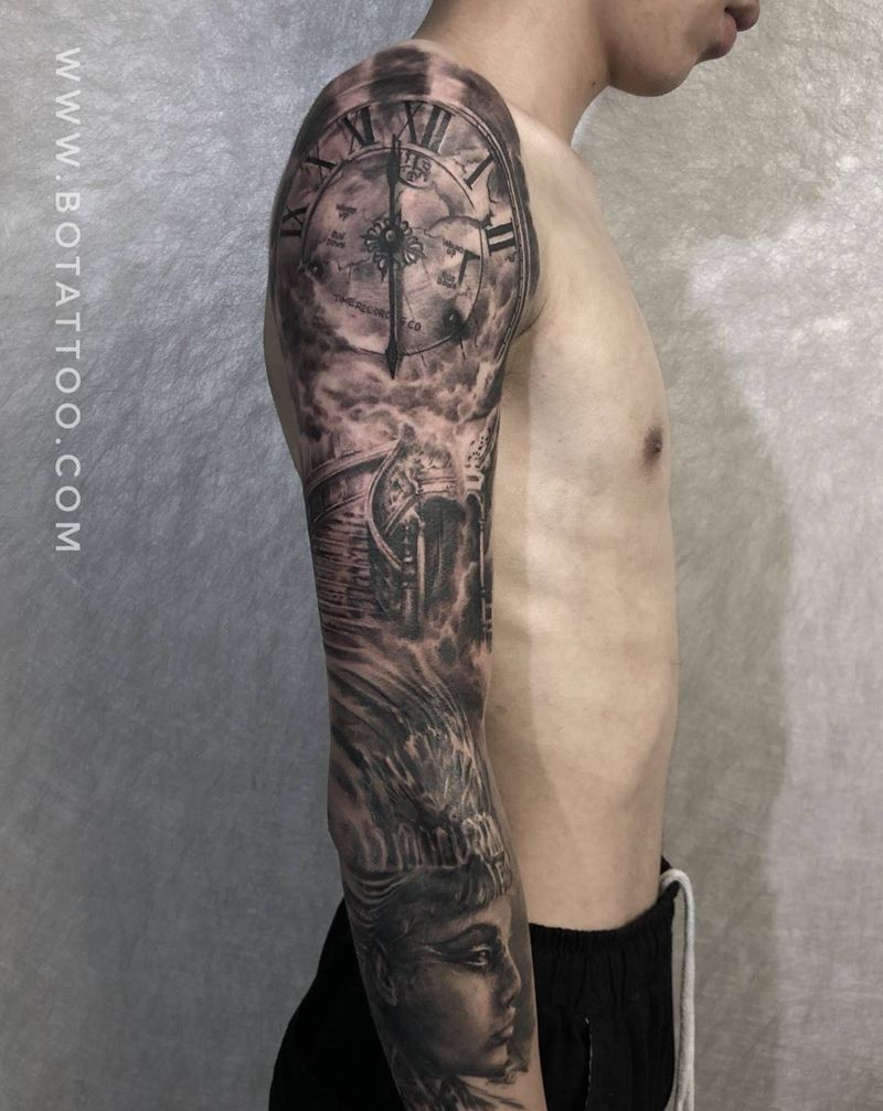 花臂未完纹身图片