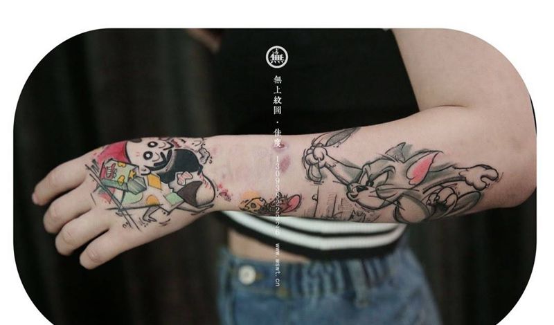 手臂/卡通人物纹身图片_成品手臂卡通人物动物无上纹图图腾纹身图案