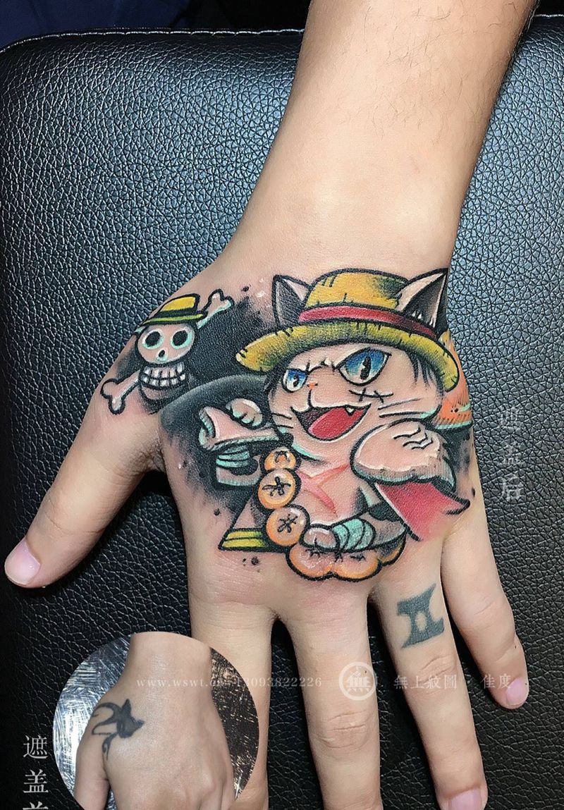 海贼王纹身图片_成品手部欧美图腾动物肖像清新无上纹图招生纹身图案