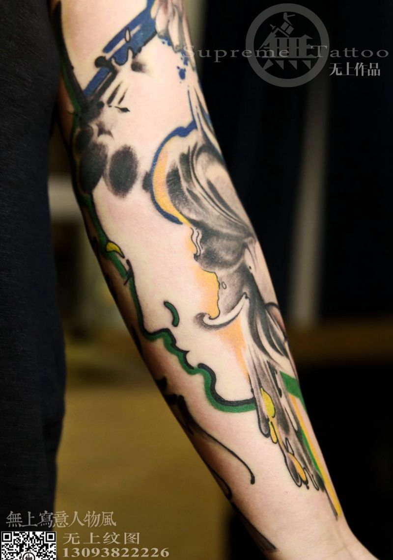 印象风肖像添加纹身图片_成品手臂欧美肖像清新人物原创无上纹图生活纹身图案