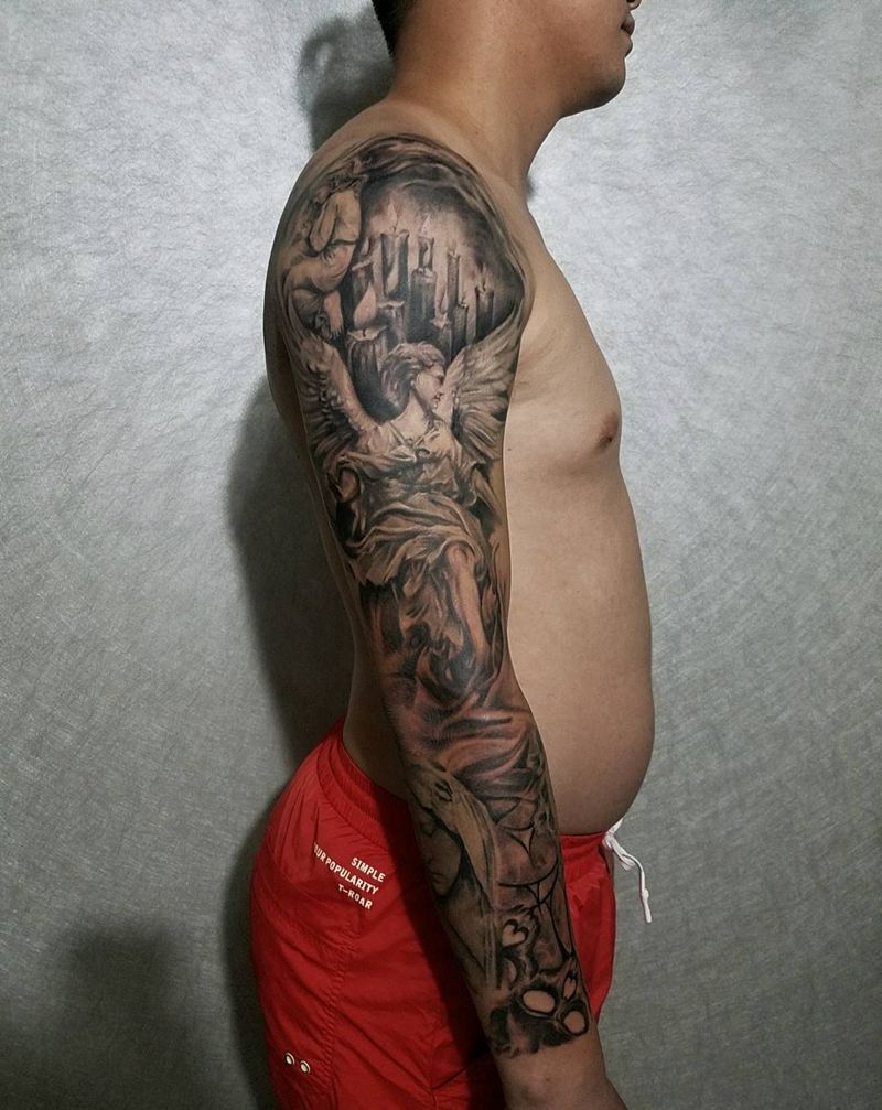 花臂未完纹身图片