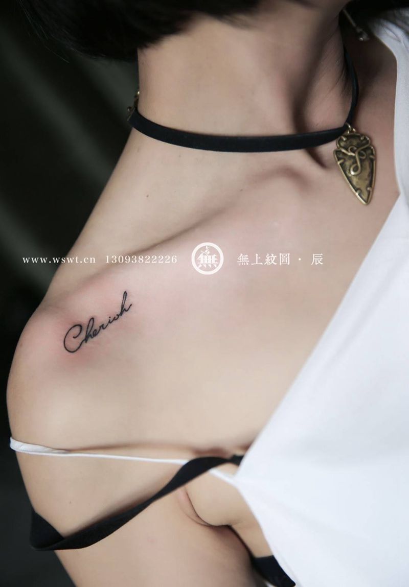 小清新纹身纹身图片_成品颈部手臂背部情侣英文纹身图案