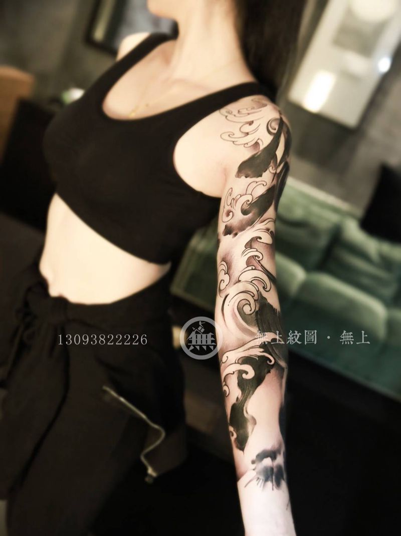 善纹身图片_图腾原创字符清新成品手臂国画纹身图案