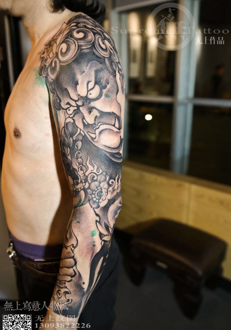 不动冥王纹身图片_成品手臂传统肖像清新宗教原创鬼神纹身图案