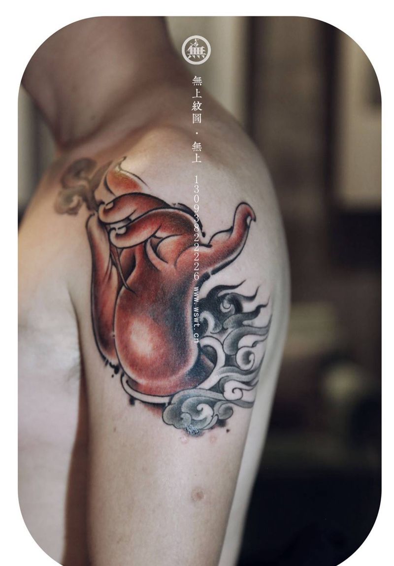 佛手遮盖纹身图片_成品手臂传统清新原创宗教无上纹图水墨遮盖纹身图案